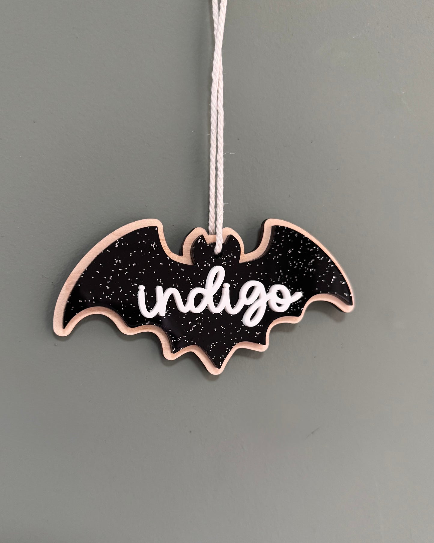 Personalised Glitter Bat Tag