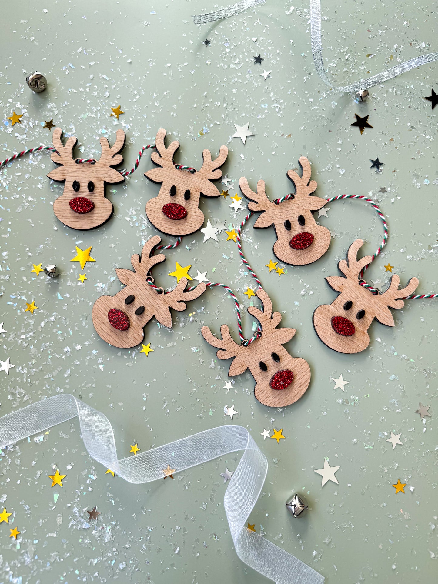 Wooden Reindeer Garland