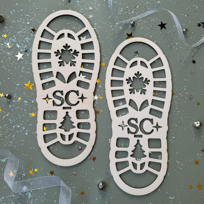 Santa Footprint Wooden Stencils