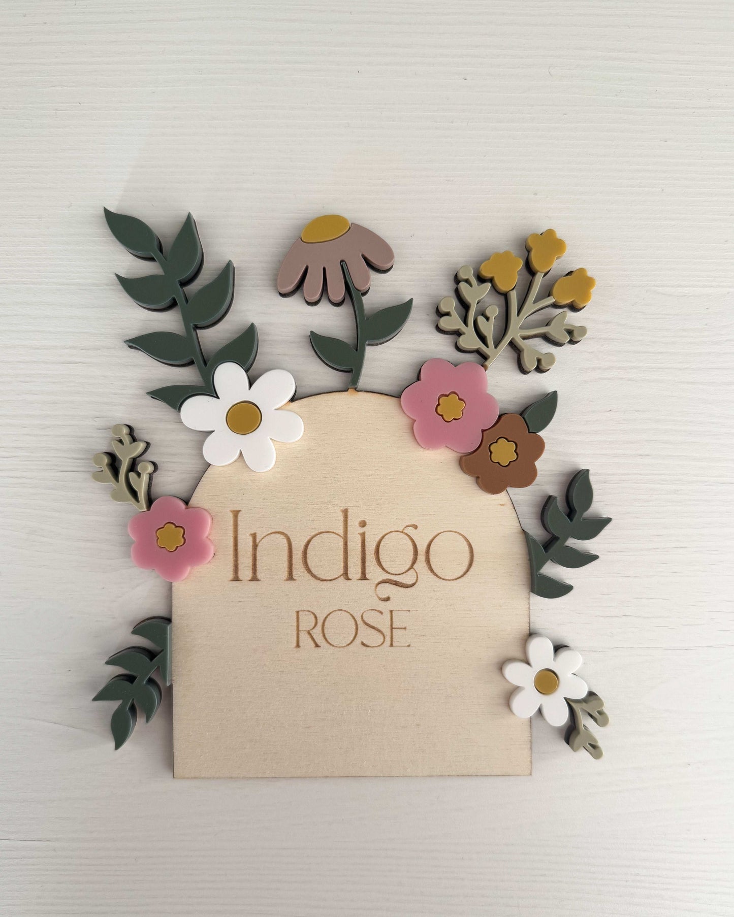 Personalised Wildflower Name Plaque