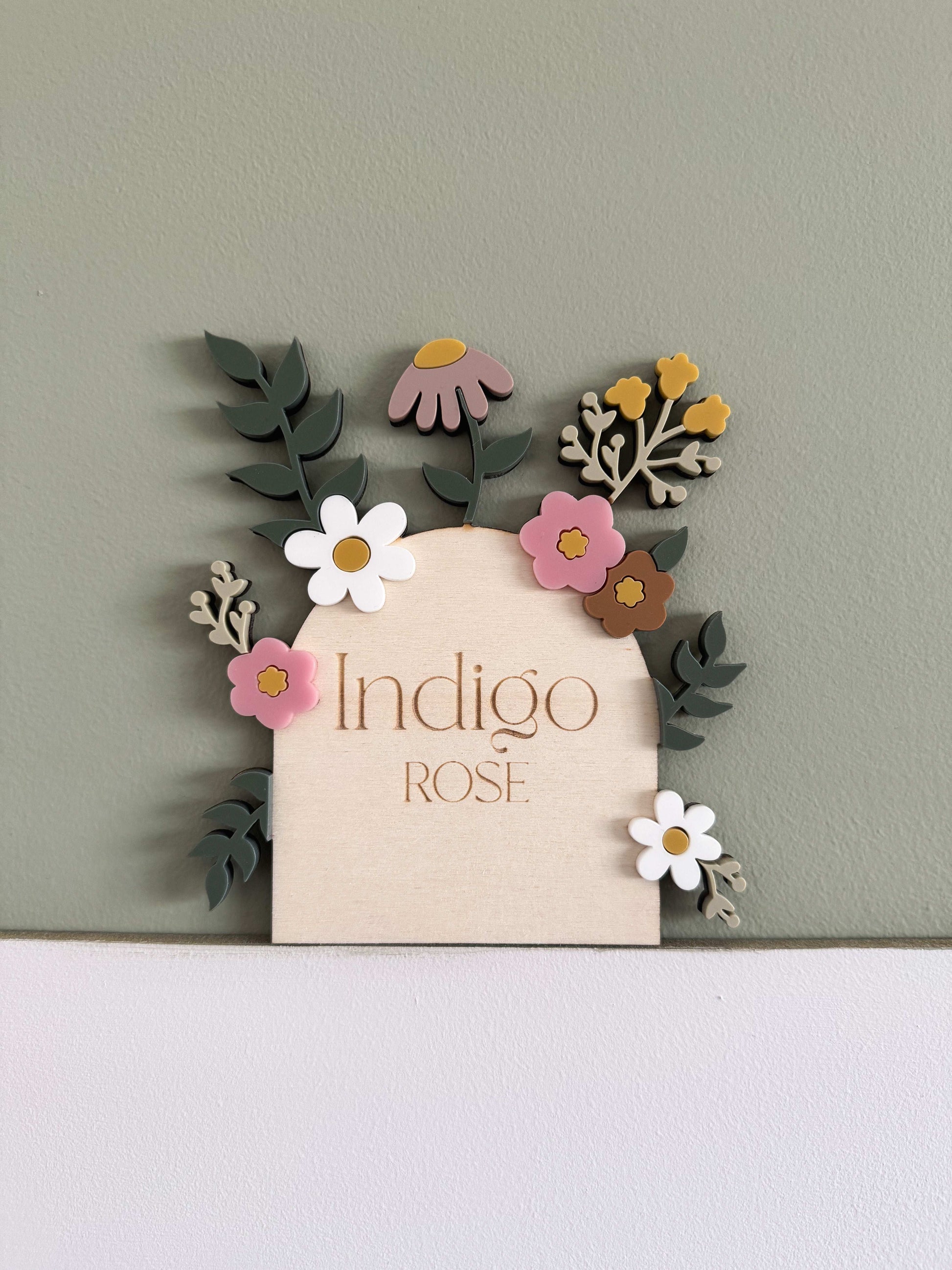 Personalised Wildflower Name Plaque