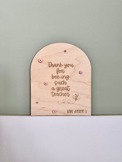 Thank You Teacher Plaque – Bee Edition
