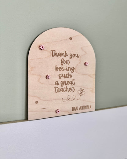 Thank You Teacher Plaque – Bee Edition