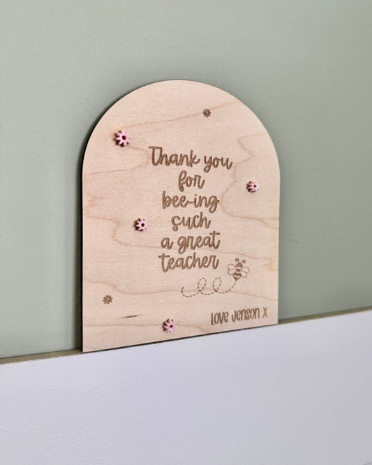 Thank You Teacher Plaque – Bee Edition