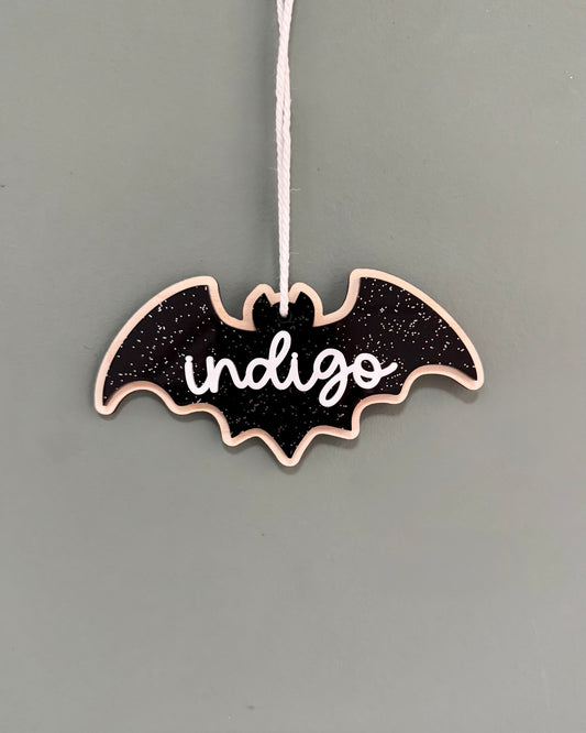 Personalised Glitter Bat Tag