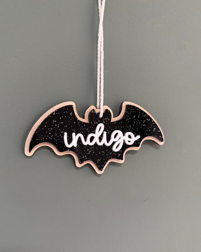 Personalised Glitter Bat Tag