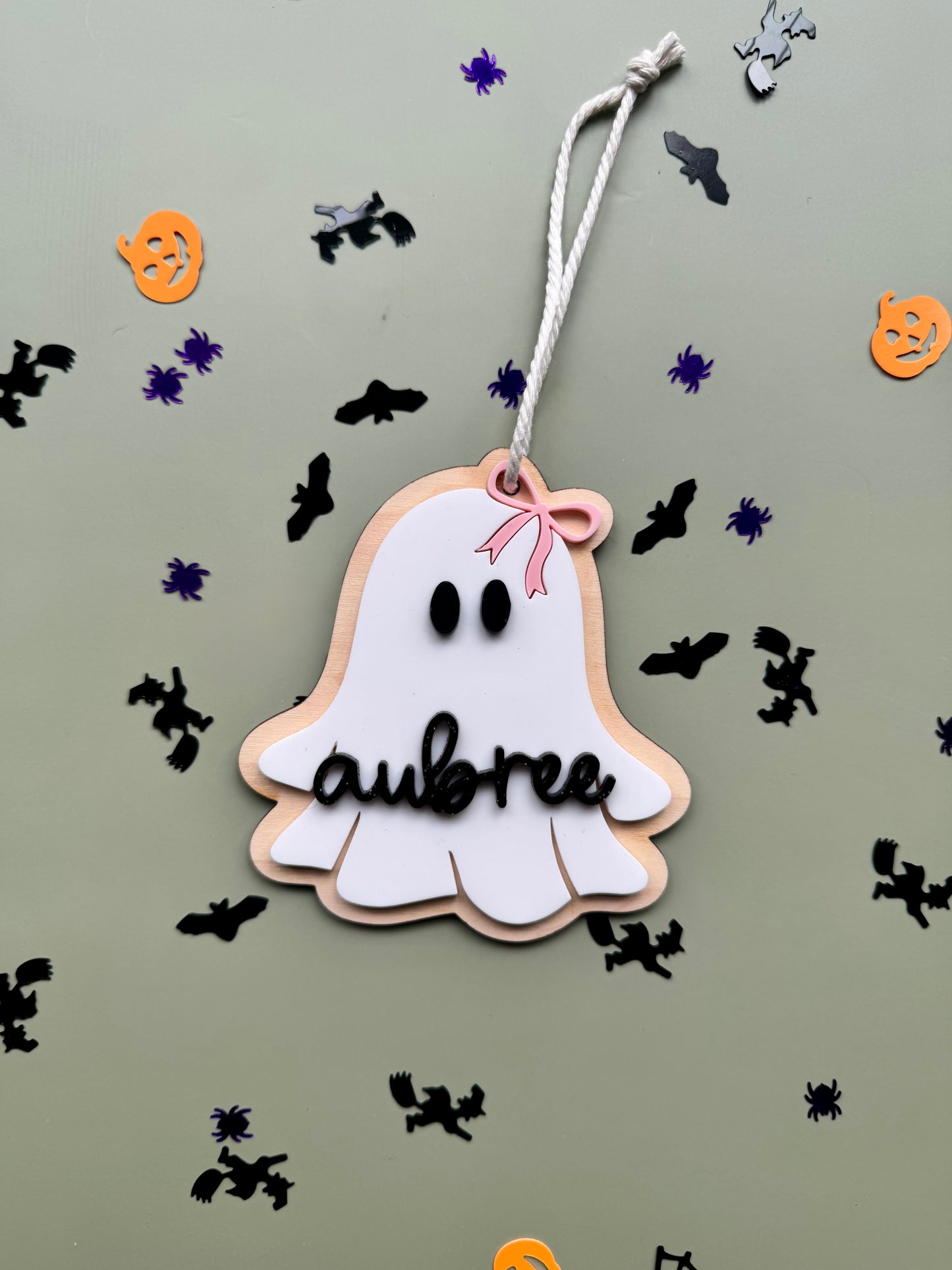 Personalised Bow Ghost Bag Tag